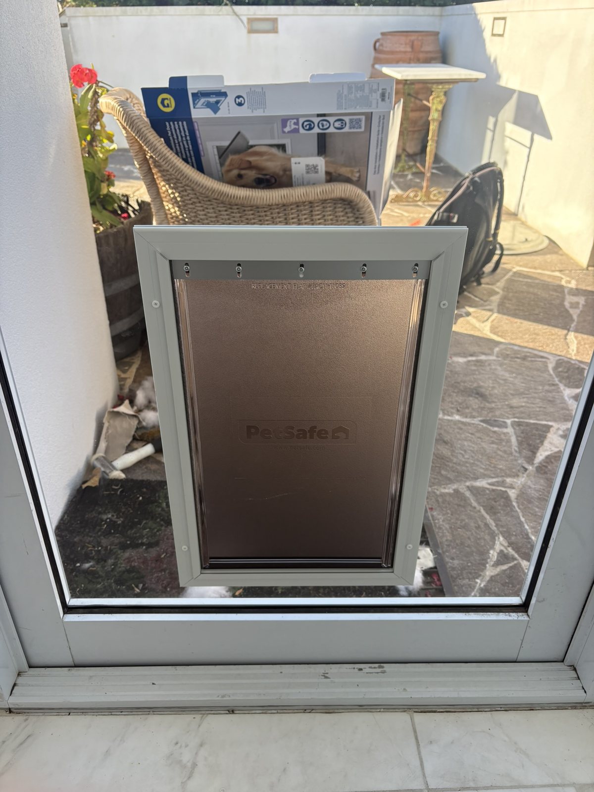PetSafe dog door installed in a glass door